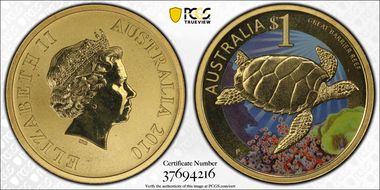 2010-P $1 Great Barrier Reef Colorized MS68