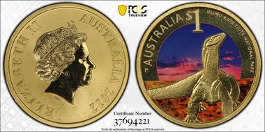 2012-P $1 Uluru Natl Park  Colorized MS69