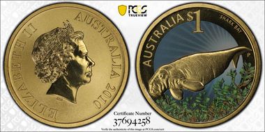 2010-P $1 Shark Bay - Colorized MS68