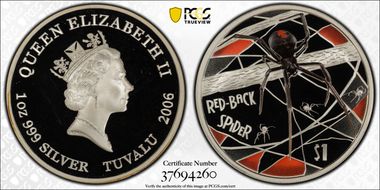 2006 $1 Red-Back Spider Colorized  Ag PR68DCAM