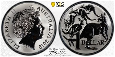 2019 $1 Mob of Roos  Merlion Privy MS69
