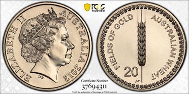 2012 20C Fields of Gold Wheat MS68