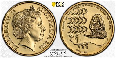 2011 $1 Australian Wool MS68