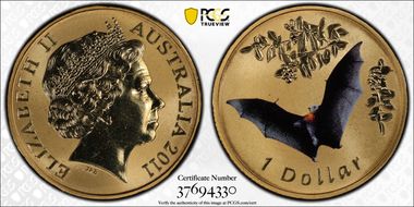 2011 $1 Flying Fox Al-Bronze Colorized MS68