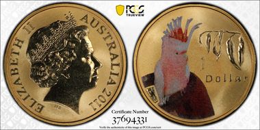 2011 $1 Cockatoo Al-Bronze Colorized MS68