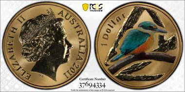 2011 $1 Kingfisher Al-Bronze Colorized MS68