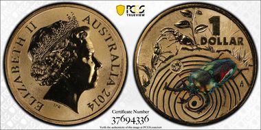 2014 $1 Stag Beetle Colorized MS69