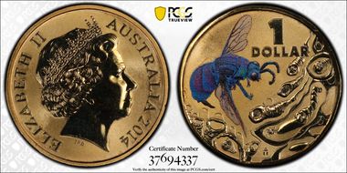 2014 $1 Cuckoo Wasp Colorized MS69