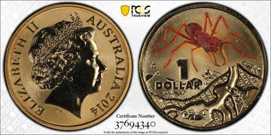 2014 $1 Red Bull Ant Colorized MS68