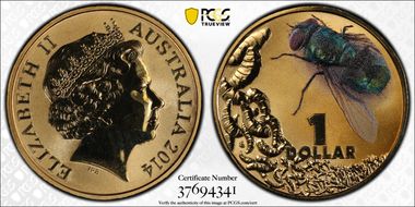 2014 $1 Blowfly  Colorized MS68