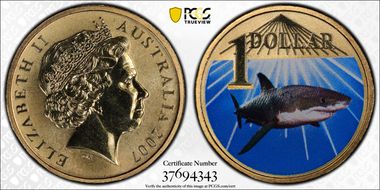 2007 $1 White Shark  Colorized MS68