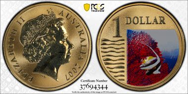 2007 $1 Bannerfish  Colorized MS67