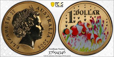 2006 $1 Clown Fish Al-Bronze Colorized MS69