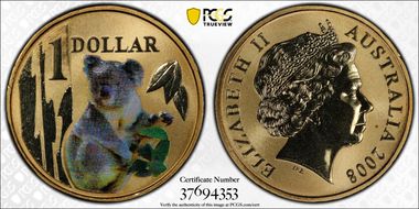2008 $1 Koala  Colorized MS68