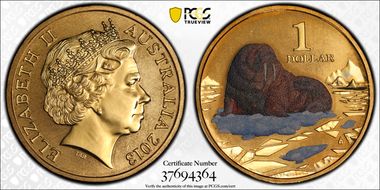 2013 $1 Walrus Al-Bronze Colorized MS67