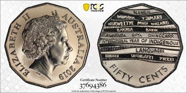 2019 50C Indigenous Languages Frosted Uncirculated MS69
