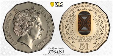 2014 50C AIATSIS Colorized MS69