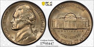 1939-S 5C Reverse of 1938 MS67FS