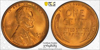 1946-S 1C MS67+ RD