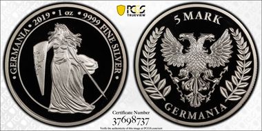2019 "5 Mk" Germania - Fantasy Issue Ag PR69DCAM