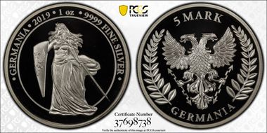 2019 "5 Mk" Germania - Fantasy Issue Ag PR69DCAM