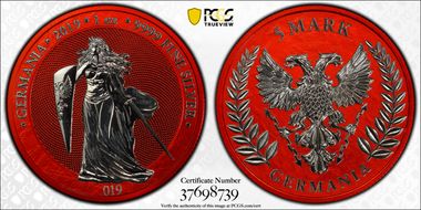 2019 "5 Mk" Germania - Fantasy Issue Colorized - Space Red MS66