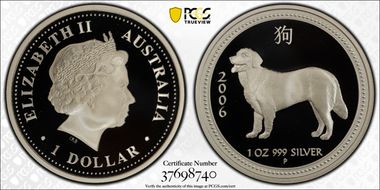 2006-P $1 Year of the Dog Ag PR69DCAM
