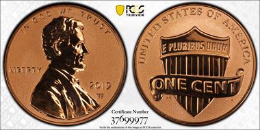 2019-W 1C Shield - Reverse Proof First Strike PR69RD