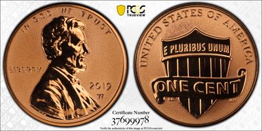 2019-W 1C Shield - Reverse Proof First Strike PR69RD