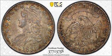 1832 50C Small Letters AU58