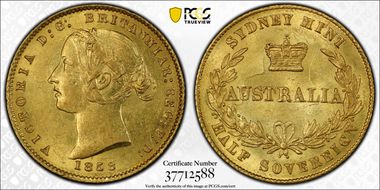 1858-SY 1/2 Sov MS62+