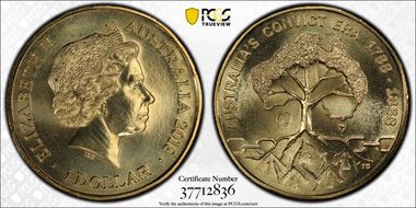 2018 $1 Convict Era 1788-1868 Map Counterstamp MS66