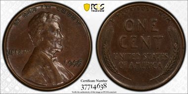 1955 1C Doubled Die Obverse XF45BN