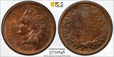 1909-S 1C Indian MS65BN