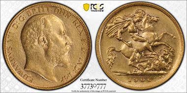 1906-M 1/2 Sov S-3975 AU55