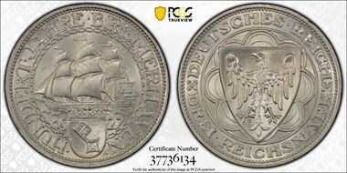 1927-A 3 Mk Bremerhaven J-325 MS65