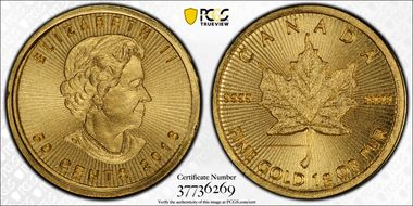 2016 50C Maple Leaf/Au 1 Gram MS70