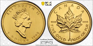 1995 $1 Maple Leaf/Au MS68