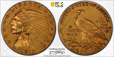 1911 $2.50 AU50