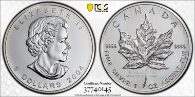 2004 $5 ML Desjardins MS67