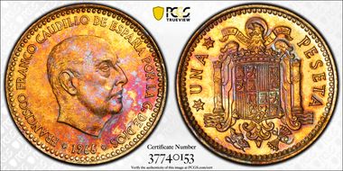 1966 Peseta (1972) MS63