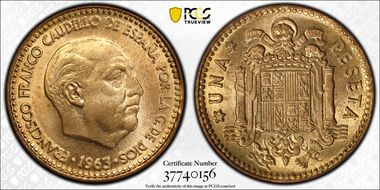 1963 Peseta (1965) MS64