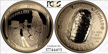 2019-W $5 Apollo 11 50th Anniversary First Strike AMF PR70DCAM