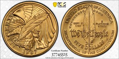 1987-W $5 Constitution MS69
