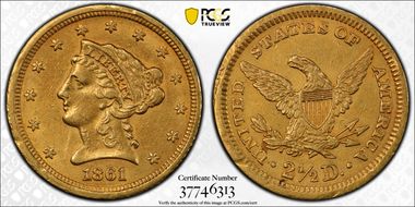 1861 $2.50 New Reverse N1