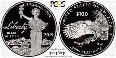 2019-W $100 Platinum Eagle - Liberty First Strike PR69DCAM