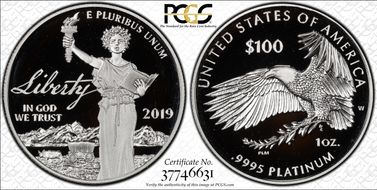 2019-W $100 Platinum Eagle - Liberty First Strike PR70DCAM