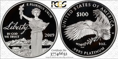 2019-W $100 Platinum Eagle - Liberty First Strike PR70DCAM