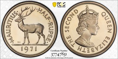 1971 1/2 Rup PR68DCAM