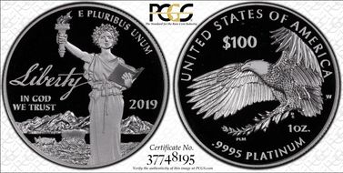 2019-W $100 Platinum Eagle - Liberty First Strike PR69DCAM